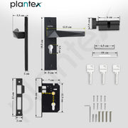 Plantex Heavy-Duty Door Lock Handle Set/6-Lever Lock Mechanism with 3 Years of Warranty/Mortise Lock with 3 Keys, Brass Lock Body & Cylinder - (Z-Black)