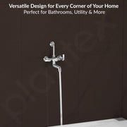 Plantex Wall Mixer for Bathroom 2 in 1 with L-Bend Provision for Overhead Shower/Pure Brass Mixer Tap for Bathroom with Water Saving Nozzle Tap- Pack of 1 (Col-1018-Chrome)