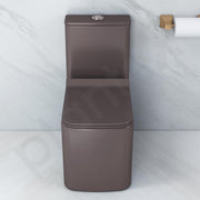 Plantex Commode for Toilet/Rimless Ceramic Western Commode/6D Siphonic Tornado Western Toilet with Soft Closing Toilet Seat - S Trap Outlet (M03, Brown)