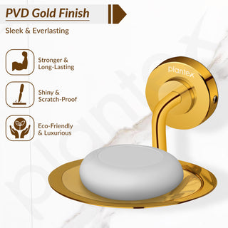 Plantex 304 Grade Stainless Steel Soap Holder for Bathroom Wall - Soap Stand/Dish/Accessories - Daizy (Golden)