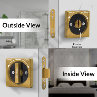 Plantex Zinc Door Lock For Bathroom/Pocket Door Latch/Door Hardware For Home/Bedroom/Bathroom - (Dtm-620, Pvd Gold And Black)