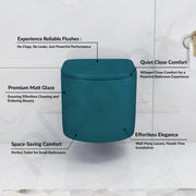 Plantex Wall Hung Commode for Toilet/Ceramic Rimless Washdown Western Commode/Western Toilet with Soft Close Toilet Seat Cover- P Trap (Pine Blue)