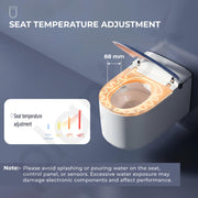 Plantex Wall Hung Ceramic Smart Commode/6 Ltr Water Tank Capacity with 18 Months Warranty/Auto Lid Opening/Touchless Operation/Digital Display & Water/Seat Temperature Control P-Trap (White)