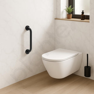 Plantex 14 Inch Stainless Steel Grab Bar for Toilet/Safety Support for Senior Citizens/Secure Bathroom Handrail/Bathroom Accessories (Black)