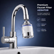 Plantex Tap Water Filter for Kitchen & Bathroom Faucet/Faucet Mounted Water Filter with Replaceable Cartridge/ABS Plastic Compact Tap Filter for Home - Chrome & White