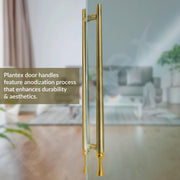 Plantex Main Door Handle/Stainless Steel & Aluminium Door Handle/600mm Pull-Push Handle for Home/Office/Hotel - Pack of 1 (DTMD-413, Brass Antique & Gold)