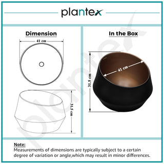 Plantex Ceramic Tabletop Washbasin/Bathroom Basin Sink/Basin for Bathroom/Wash Basin for Restaurant/Hotel (Black & Red Bronze - 16 x 16 x 12 Inch)