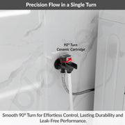 Plantex Two Way Tap for Washing Machine/Quarter Turn 2 in 1 Bib Cock/Wash Basin tap with Teflon Tape and Wall Flange/2 Way Bathroom Tap with Brass Spindle -(Saga-Black)