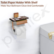 Plantex 304 Grade Stainless Steel Stylish and Durable Toilet Paper Stand/Bathroom Tissue Paper Holder with Mobile Stand/Bathroom Accessories (Crystal,PVD Rose Gold)
