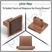 Plantex Square Drawer Pulls and Knobs - Pack of 2 (Rose Gold & Wood) for Kitchen Cabinet, Wardrobe
