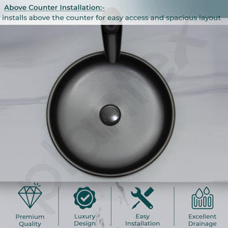 Plantex Ceramic Table Top Washbasin/Designer Round Wash Basin/Countertop Bathroom Basin/Sink for Bathroom(15 x 15 x 5.5 Inch)