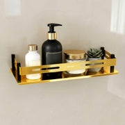 Plantex Stainless Steel Bathroom Shelf/Kitchen Wall Mounted Shelf/Shelf for Washroom/Premium Bathroom Organizer (12x5 Inches, Gold)