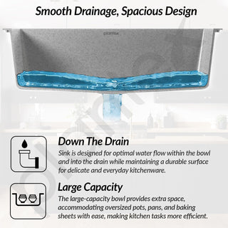 Plantex Granite Single Bowl Kitchen Sink/Non-Fading Mosaic Matt Grey Colour With Uv Protection/Quartz Sink For Kitchen/Undermount/Overmount (Mosaic Grey/21 X 18 Inches)