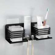 Plantex Stainless Steel Double Tumbler Holder/Toothbrush Stand for Bathroom/Toothpaste Holder/Bathroom Accessories - Pack of 1 (Black)