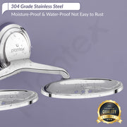 Plantex 304 Grade Stainless Steel Double Soap Holder for Bathroom/Soap Stand/Wall Mounted Soap Holder/Bathroom Accessories - Cubic(Chrome)