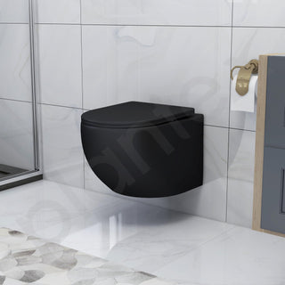 Plantex Imported Ceramic Western Commode for Toilet/Wall Hung Commode/Rimless Washdown Flush Commode with Soft Closing Toilet Seat Cover - P Trap (Matt Black)