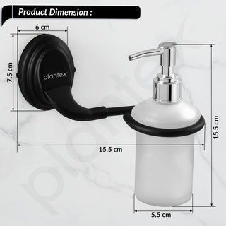 Plantex 304 Grade Stainless Steel Handwash Holder for Wash Basin Liquid Soap Dispenser Bathroom Accessories - Cubic (Black)
