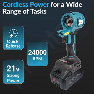Plantex 21V Brushless - Mainframe Multi-Power Tool with Battery and Charger/7in1 Function/Variable Speed up to 24000 RPM Multi-Head Power Tool - (Tools Not Include) (Blue & Black)