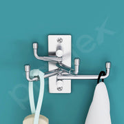 Plantex 4 Pin Stainless Steel Flexible Wall Hooks/Wall Hooks for Hanging Strong/Cloth Wall Hanger/Bathroom Accessories - Pack of 2 (Matt)