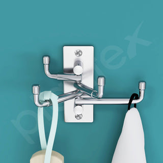 Plantex 4 Pin Stainless Steel Flexible Wall Hooks/Wall Hooks for Hanging Strong/Cloth Wall Hanger/Bathroom Accessories - Pack of 2 (Matt)
