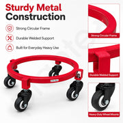 Plantex Cylinder Trolley with Wheels/Heavy Duty GI Steel Gas Stand with 4 Caster Wheels/Cylinder Stand for Home/Kitchen/Restaurant/LPG Gas Stand Trolley (Red, Pack of 1)