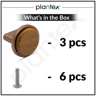 Plantex Knobs for Drawer/Round Drawer Knobs/Knobs for Cabinets/Pull-Push Knobs for Kitchen/Bedroom Drawer - Pack of 3 (Small, Rose Gold & Wood)
