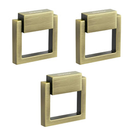 Plantex Drawer Kadi/2 Inch Chest Handle for Drawer/Square Cabinet Kadi/Pull-Push Small Kadi for Home/Office Drawer - Pack of 3 (SH-358, Brass Antique)