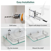 Plantex Glass Setup Box Stand Wall Mounted/Glass Shelf/Wall Shelf Rack/Wall Mount Holder with Wall Brackets (12 X 9 Inch)