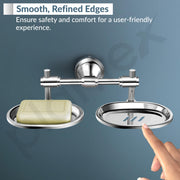 Plantex Stainless Steel 304 Grade Niko Double Soap Holder for Bathroom/Soap Dish/Bathroom Soap Stand/Bathroom Accessories(Chrome) - Pack of 1