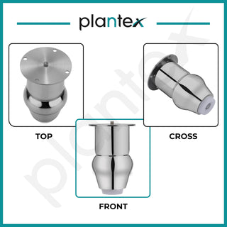 plantex 4 Inch Sofa Legs for Bed Furniture/Sofa Legs for Table/Sofa Support Legs with Rubber Grip (Chrome, 8 Pcs)