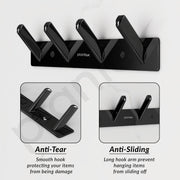 Plantex Wall Hooks for Hanging Cloth/Stainless Steel Towel Hangers/Bathroom Robe Hooks/Door Hangers/Square Wall Hook/Hook Rail for Hanging Keys - 4 Hooks (Pack of 1, PVD Black)