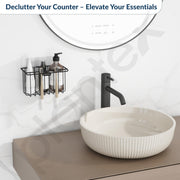 Plantex Self Adhesive Bathroom Shelf/Wall Mounted Storage Rack/Toothbrush Holder for Washroom/Shelf for Bathroom Wall- Pack of 1 (Black)