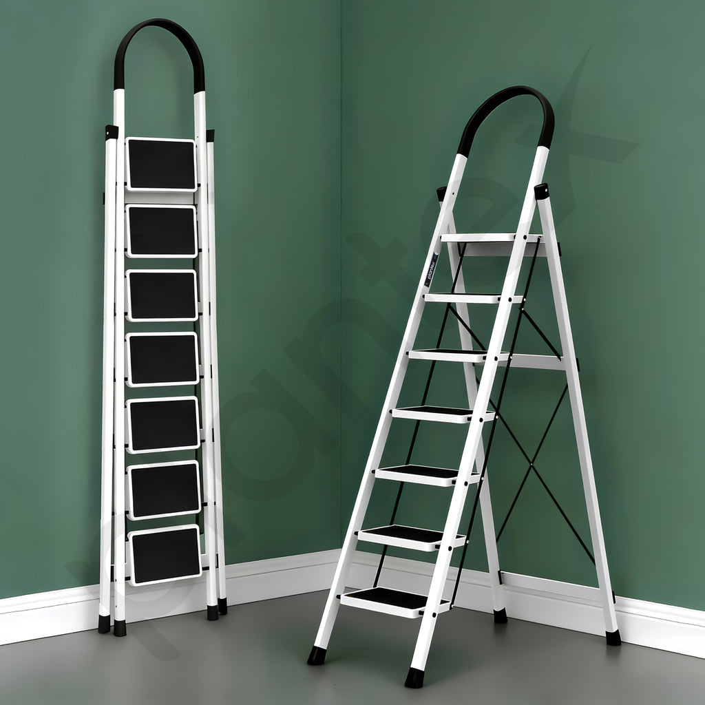 7 Tep Ladder Plantex Steel Ladder for Home/Strong Foldable Wide 7 Step Ladder/Anti ...