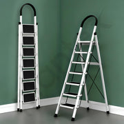 Plantex Steel Ladder for Home/Strong Foldable Wide 7 Step Ladder/Anti-Skid 7 Step Ladder - (Apex - White)