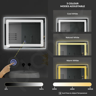 Plantex Glass LED Mirror for Bedroom/Wall with 3 Lighting Option/Smart Mirror for Living Room/Bedroom/Dressing Room - Rectangle Shape (18 X 24 Inch)