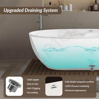 Plantex Bathtub For Bathroom/Bath tub for Adults/Deep Soaker Freestanding Bathtub with Overflow, Popup and Drain Pipe (BSM-211-White-1700mm)