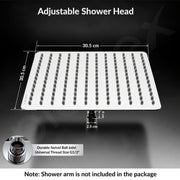 Plantex Stainless Steel 12 Inch Rain Flow Overhead Shower with Water Saving Nozzle/Bathroom Shower/Adjustable Shower Head for Bathroom without Arm - (APS-617-Chrome)