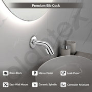 Plantex Brass Bib Cock for Bathroom/Wall Mount Tap for Wash Basin with Teflon Tape & Wall Flange - Pack of 1 (7101, Chrome)