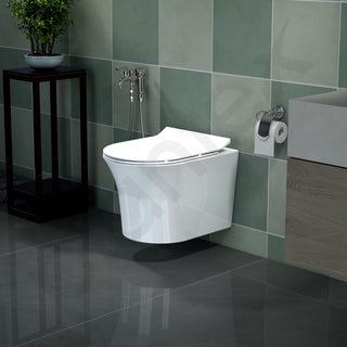 Plantex Platinum Ceramic Rimless Wall Mounted Commode/P Trap Washdown Flush Commode with Soft Close Toilet Seat Cover (White)