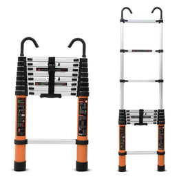 Plantex 8.5 feet (2.6m) Telescopic Ladder/Durable Steps/Collapsible Ladder for Home or Outdoor Work/Aluminium Telescopic Ladder - (Orange)