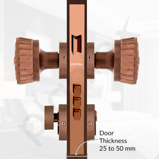 Plantex Heavy Duty Door Lock/Main Door Mortise Lock Handle/Handle Set for Home/Office/Door Accessories (Rose Gold)
