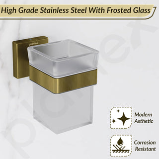 Plantex Stainless Steel Tumbler Holder for Bathroom/Toothbrush Glass Holder/Bathroom Accessories - Pack of 1, Aqua (Brass Antique)