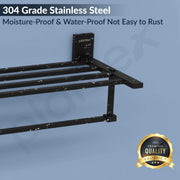 Plantex 304 Grade Stainless Steel Towel Rack For Bathroom/Towel Rod/Stand/Bathroom Accessories - 24 inch (Matt Black)