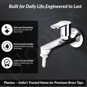 Plantex Pure Brass Nozzle Bib Cock Faucet/Pipe Fitting Taps/Wall Mount Tap for  Washing Machine and Garden Pipes with Teflon Tape & Wall Flange - 7 Year Manufacturer's Warranty(APS-2604)
