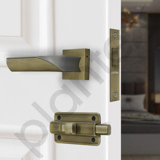 Plantex Heavy Duty Door Lock Bathroom Door Lock/Mortise Keyless Handle Set for Home/Bathroom/Store Room/Balcony/Office with Baby Latch (7086 – Brass Antique/Satin Black)