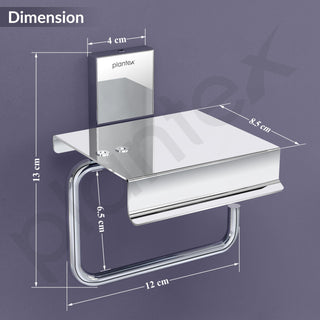 Plantex 304 Grade Stainless Steel Toilet Paper Holder with Mobile Phone Stand/Toilet Paper Roll Holder for Bathroom Accessories Crystal (Chrome)