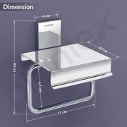 Plantex 304 Grade Stainless Steel Toilet Paper Holder with Mobile Phone Stand/Toilet Paper Roll Holder for Bathroom Accessories Crystal (Chrome)