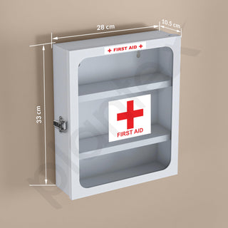 Plantex GI Steel First Aid Box Empty/Medicine Box for Home/Emergency Medical Box for Medicine Storage for School, Office, Factories with Multi Compartments & Clip Lock - Wall Mountable (White)