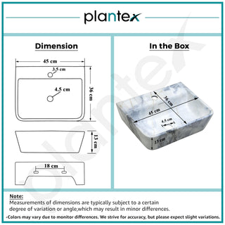 Plantex Wall Hung Wash Basin for Bathroom/Designer Ceramic Basin/Rectangle Countertop Washbasin for Home/Office (17 x 14 x 5 Inch)