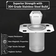 Plantex Tumbler Holder for Bathroom/304 Grade Stainless Steel Toothbrush Holder/Toothpaste/Razor Holder/Bathroom Accessories - Pack of 1 (PM-2406, Chrome)